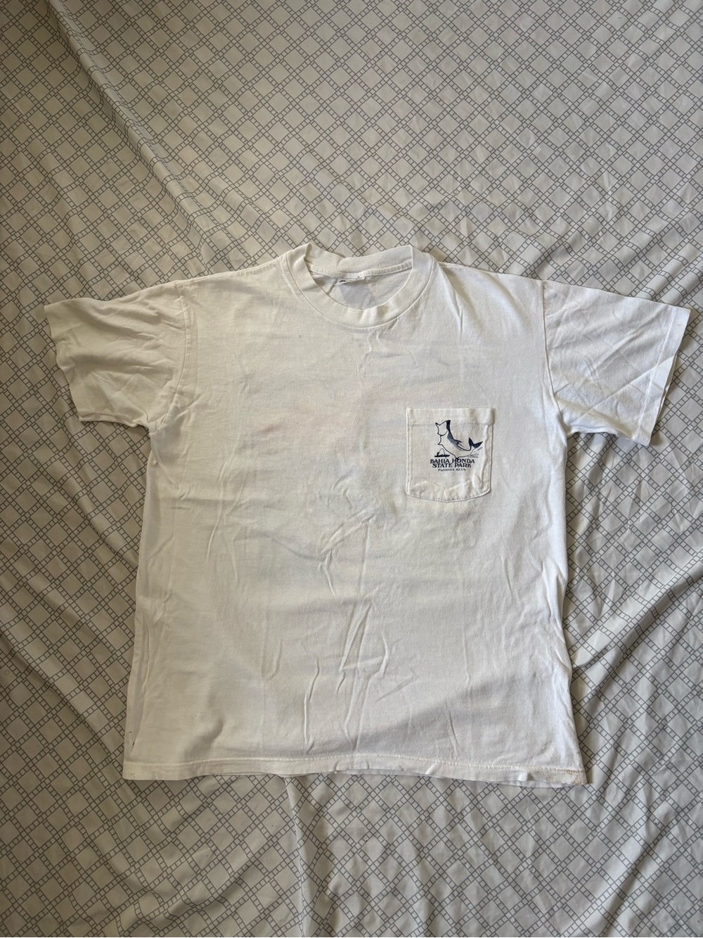 Vintage Stedman White Short-Sleeve Pocket Tee with Florida Keys Graphic